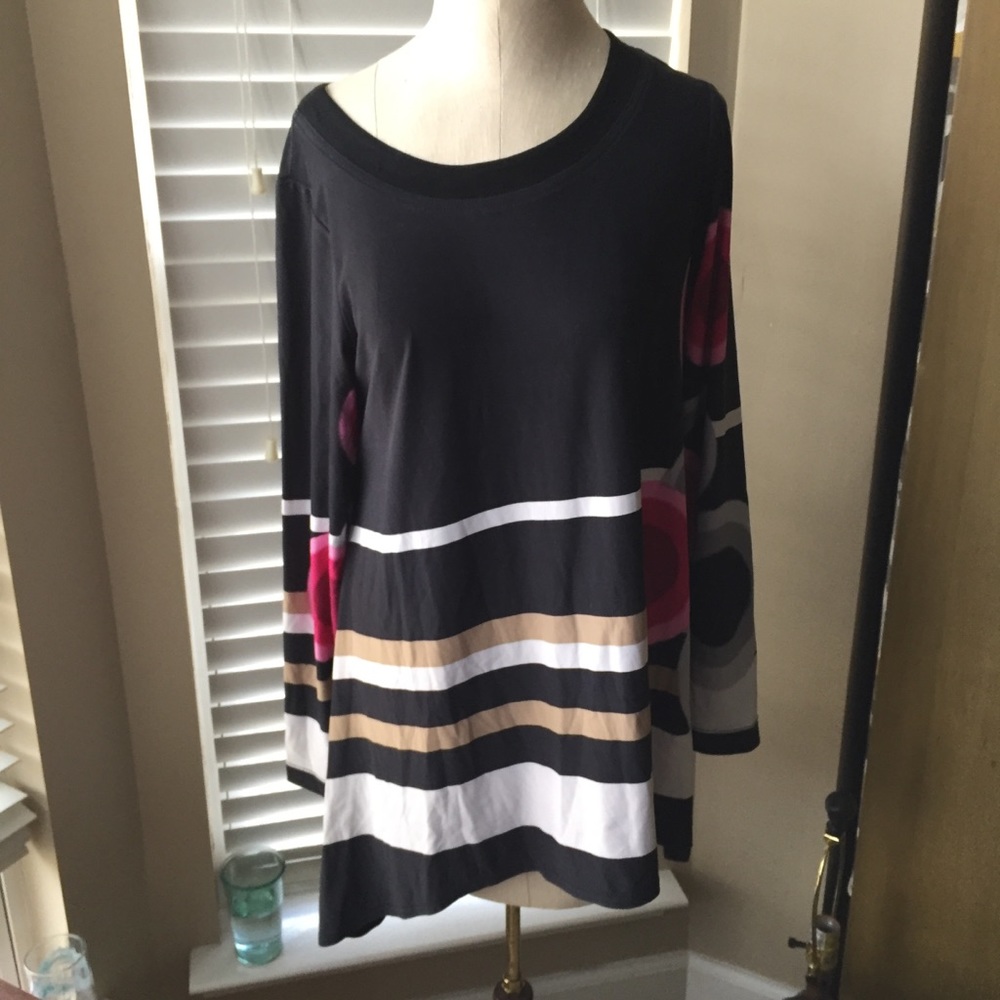 Isabel long sleeve graphic print tunic top L geo
